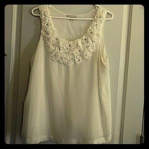 Cream blouse bling and floral detail